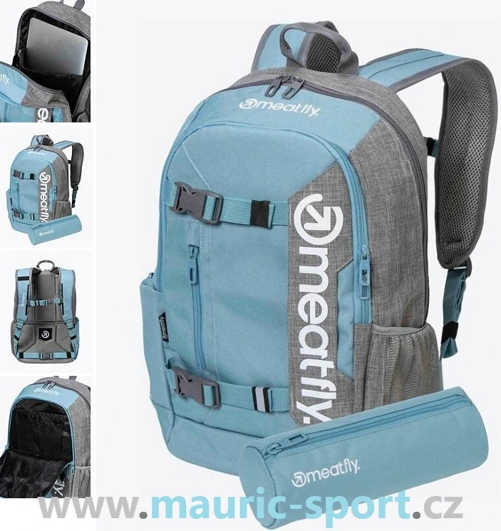 Meatfly batoh Basejumper, Grey Heather / Aqua, 22 L + PENÁL V CENĚ