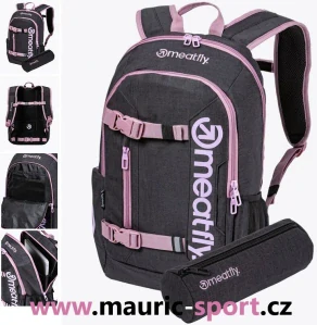 Meatfly batoh Basejumper, Pink / Charcoal Heather, 22 L + PENÁL V CENĚ
