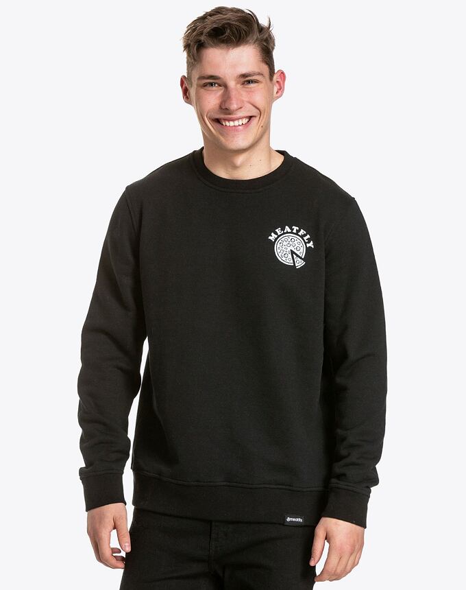 mikina Meatfly Pizza Crewneck, Black ZDARMA DOPRAVA